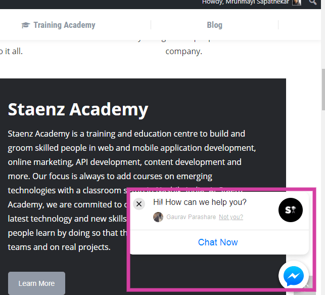 Live chat on website