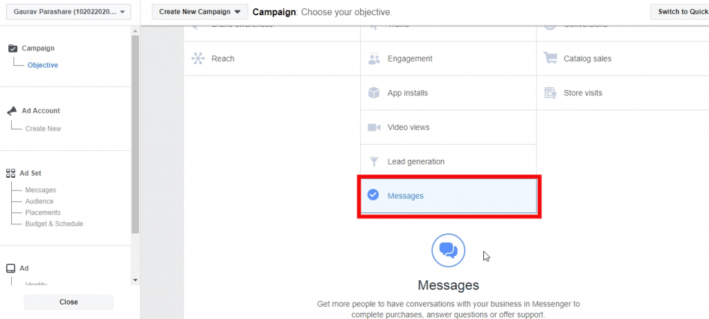facebook messenger ad